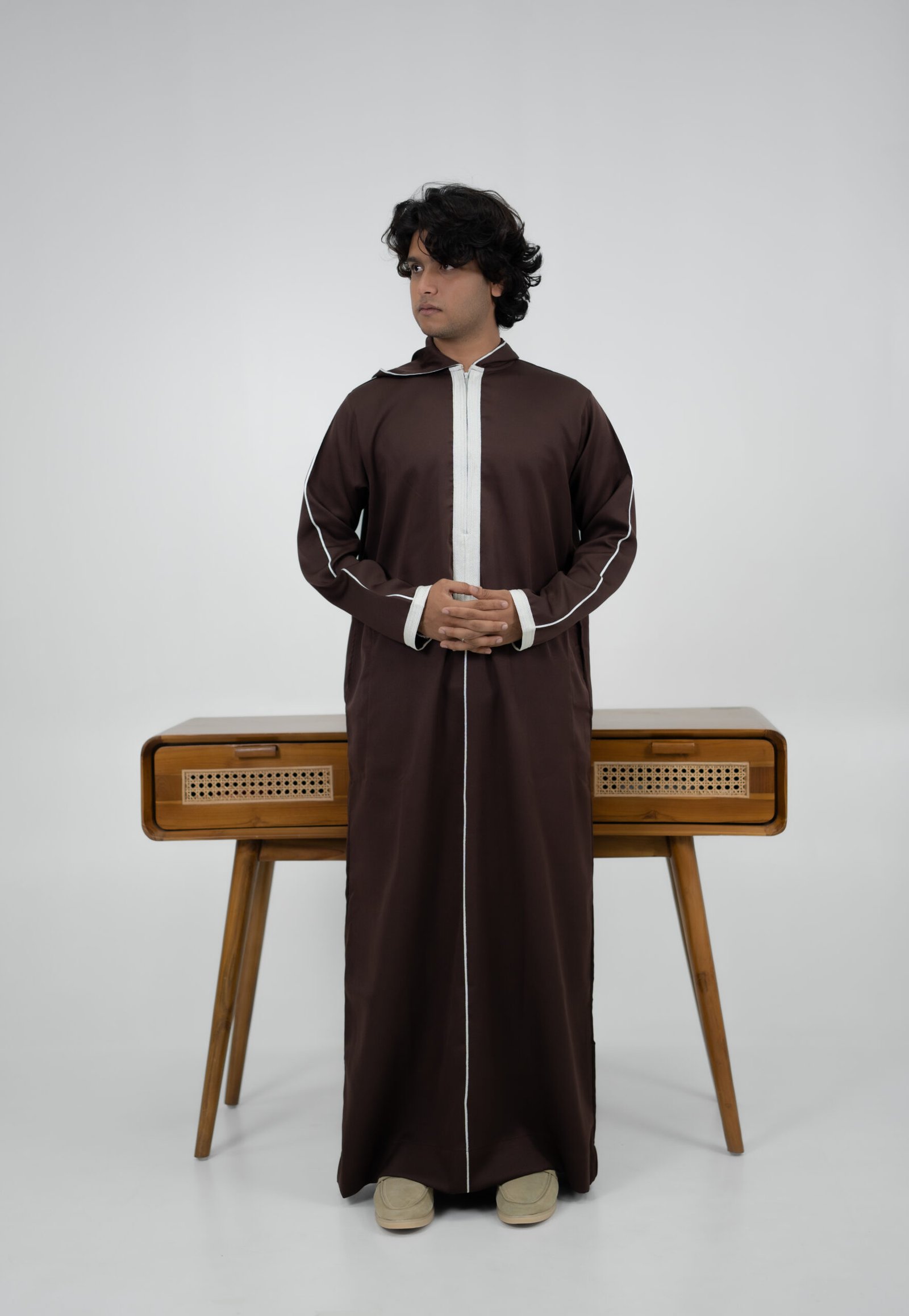 Moroccan Brown White Hoodie