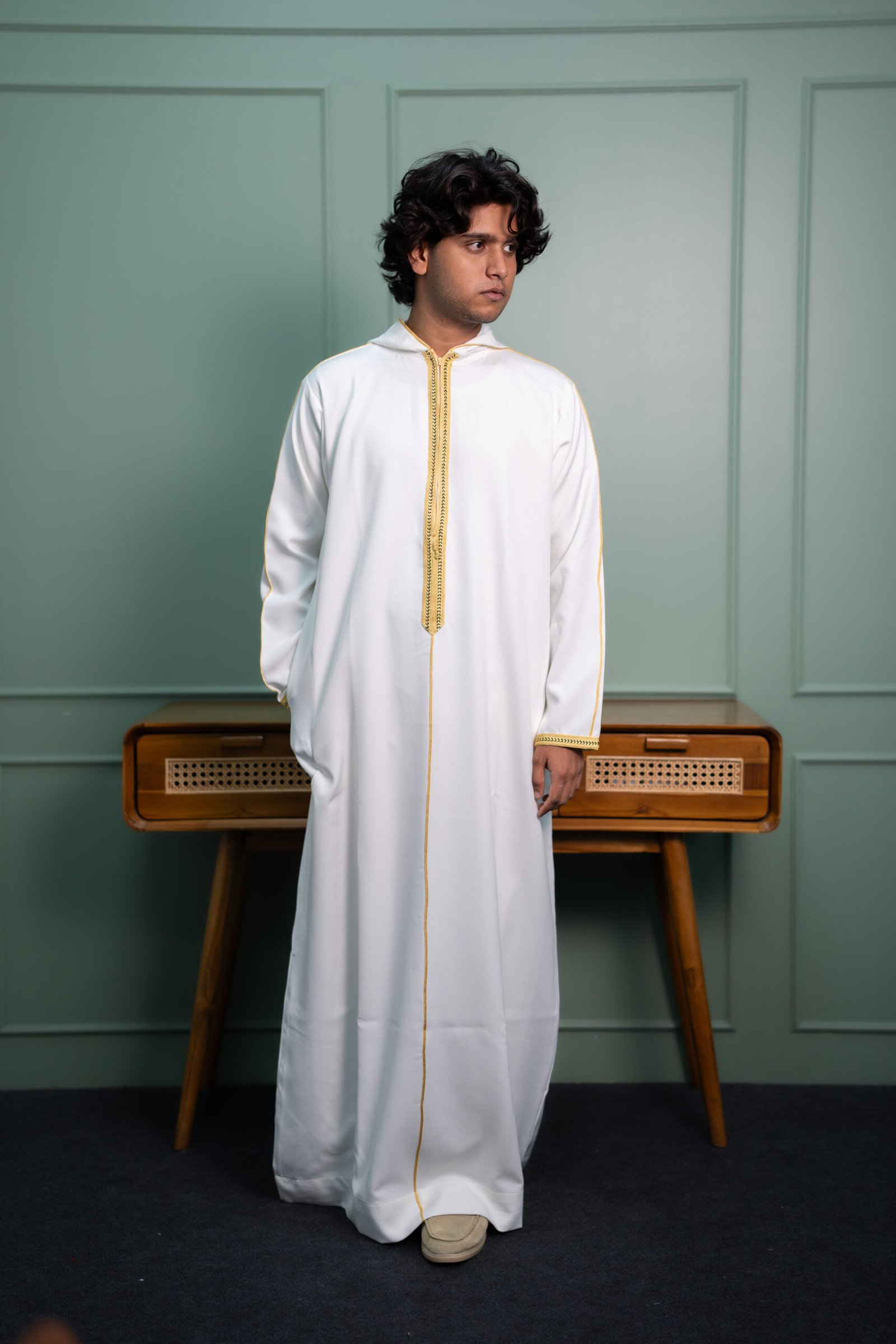 Moroccan Hoodie White Gold