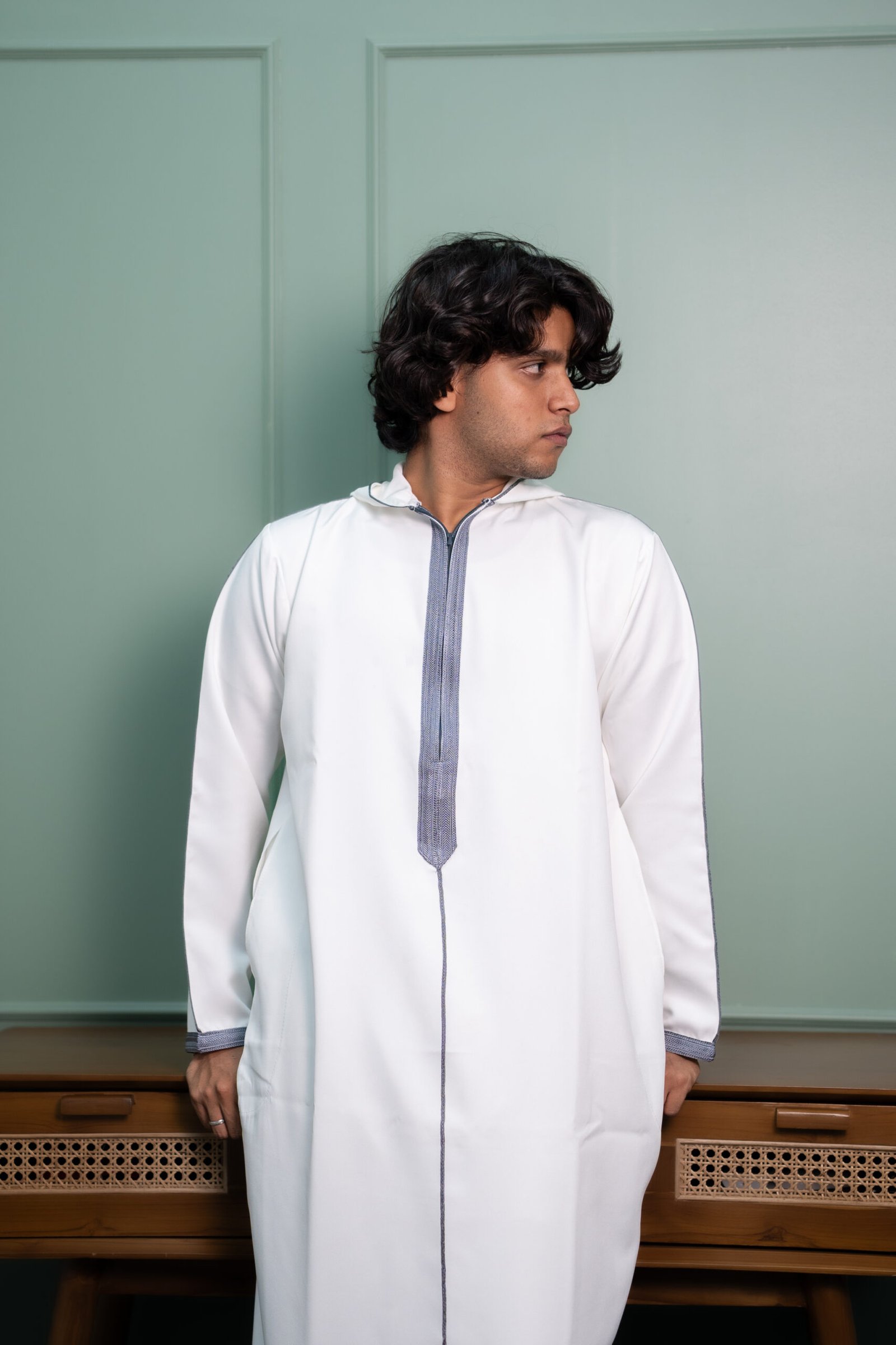 Moroccan Hoodie White Grey